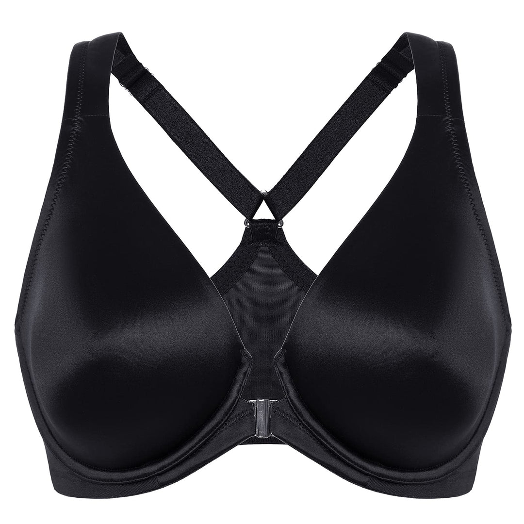 DELIMIRA Damen BH mit Vorderverschluss Seamless Bügel BHS Grosse Brüste Vollschalen Racerback Ungefü