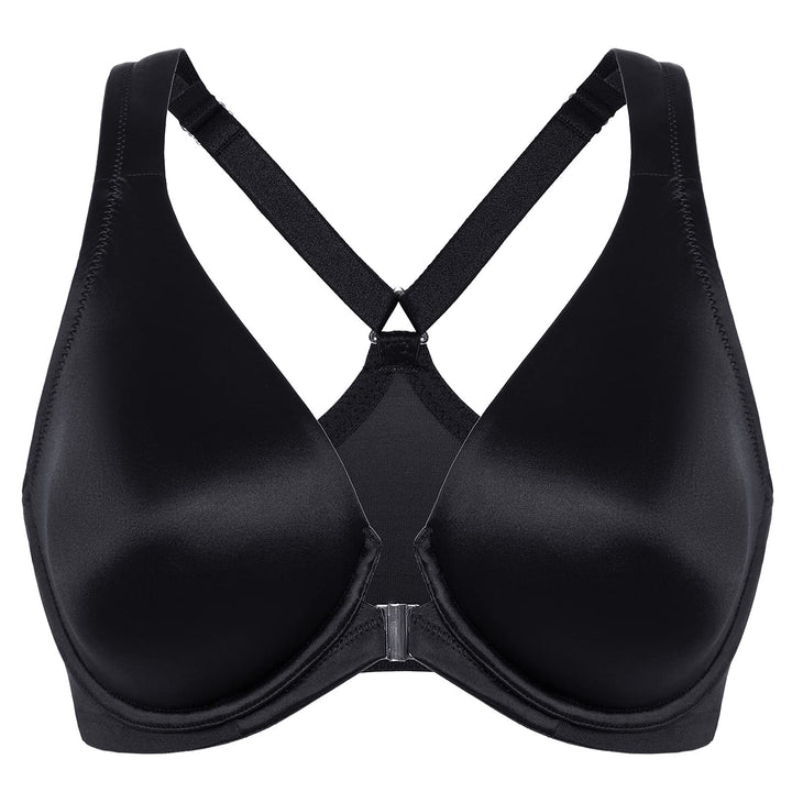 DELIMIRA Damen BH mit Vorderverschluss Seamless Bügel BHS Grosse Brüste Vollschalen Racerback Ungefü