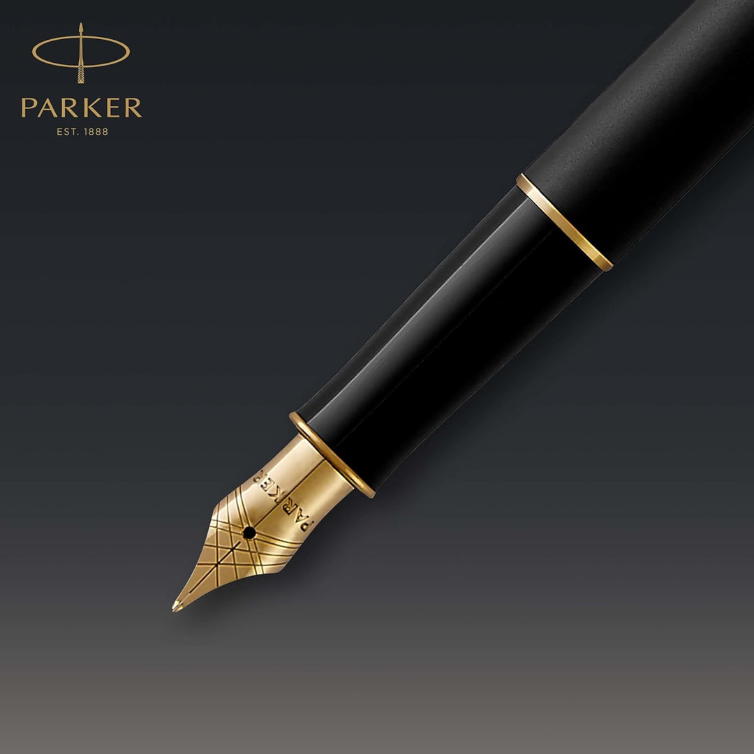 Parker Sonnet Füller | Matt-Schwarze Lackierung mit Goldzierteilen | Füllfederhalter mit feiner Fede