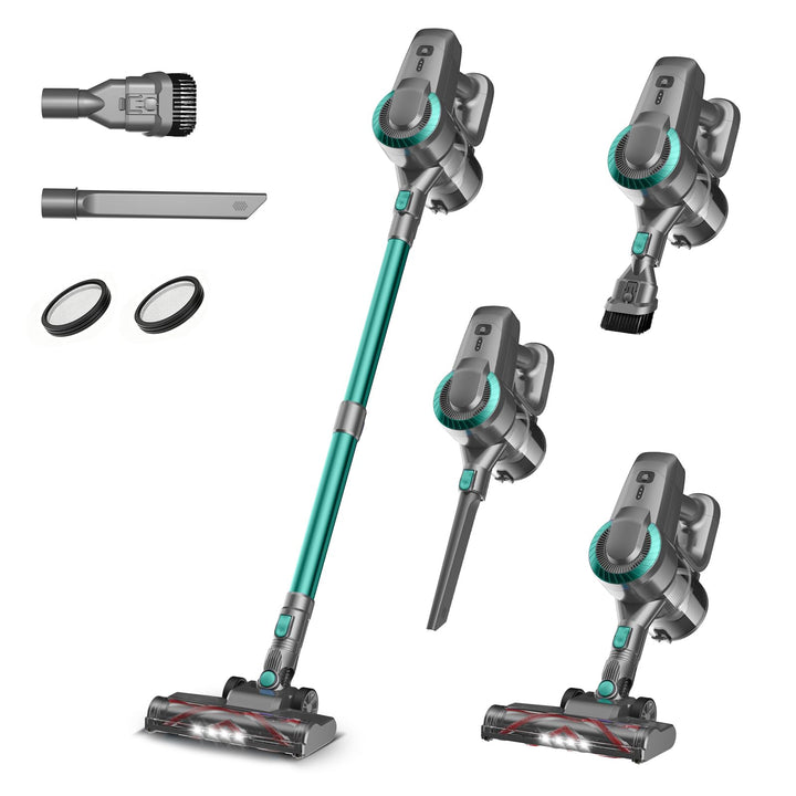 Akku Staubsauger, 30000Pa/55Min Staubsauger Kabellos, Anti-Tangle-Bürste und Selbststehend, Ultralei