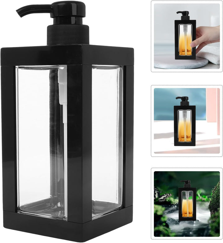Nachfüllbare Pumpspenderflasche 750ml aus Kunststoff, Transparent, Schwarz
