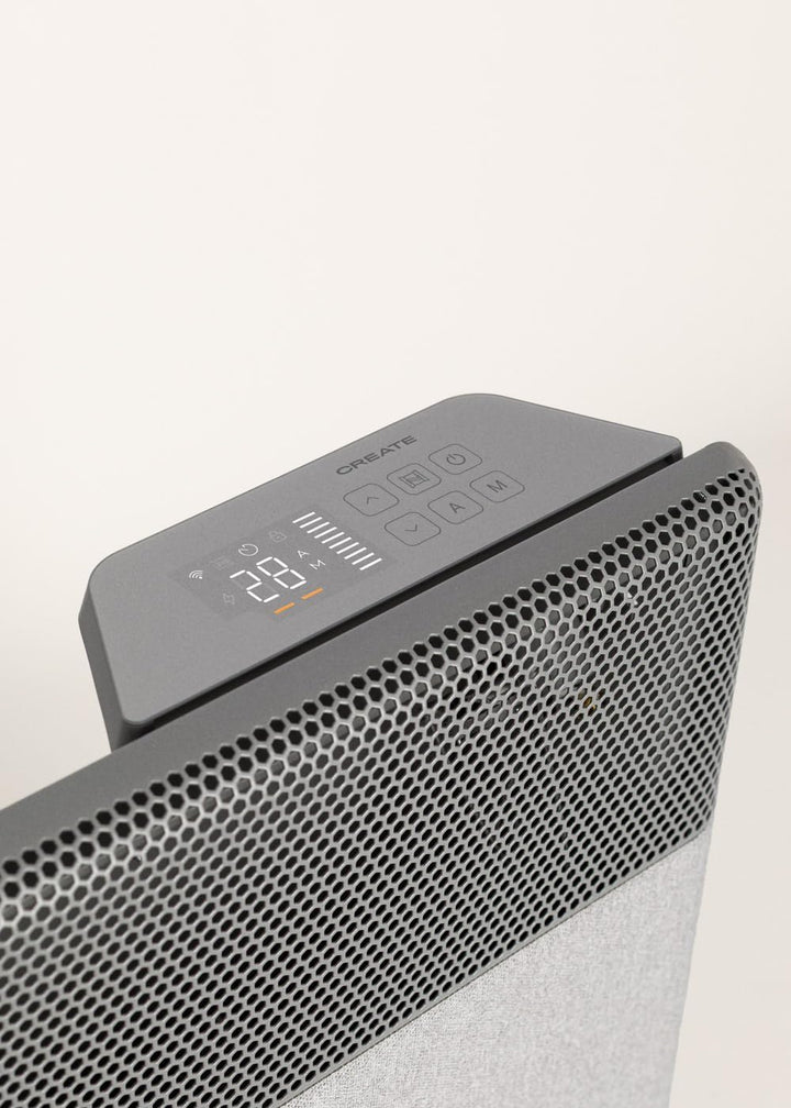 CREATE/WARM TEXTILE INVERTER/Wand- oder Standkonvektor mit WLAN Grau mit Standfüsse/Inverter-Technol