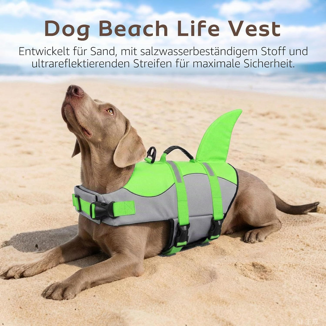 CITÉTOILE Schwimmweste Hunde Hai, Leicht und Sicher für Wassersport, hundeschwimmweste mit Griff und