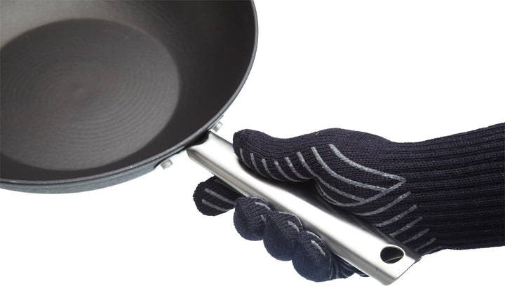 KitchenCraft Professionelle Ofenhandschuhe mit Hitzeschutz, Silikon, Schwarz, aus schwer entflammbar
