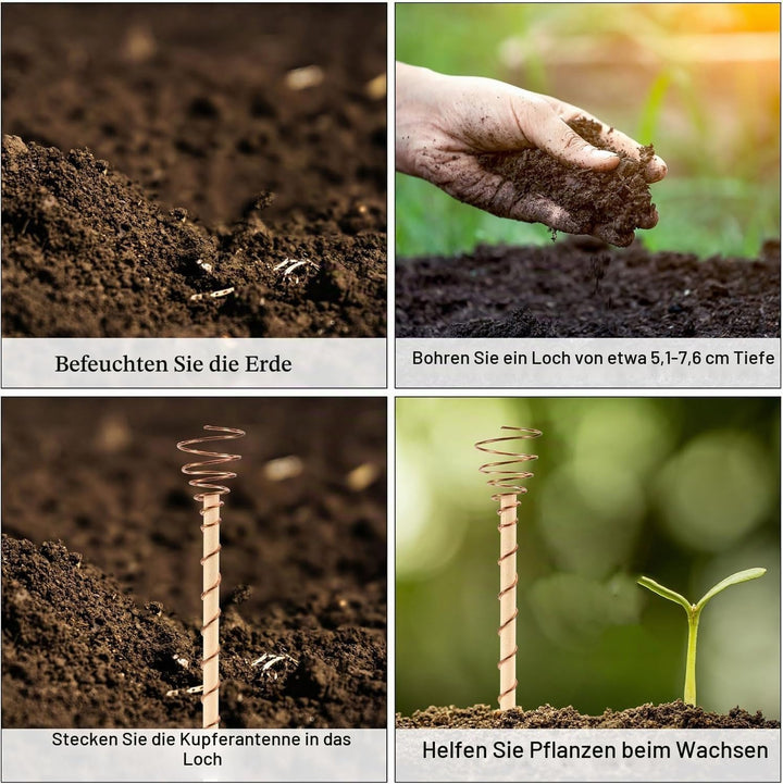 Elektrokultur Kupfer Gartenantenne, 6er-Pack Elektroponische Pflanzenstäbe Kupferdrahtantenne Garten
