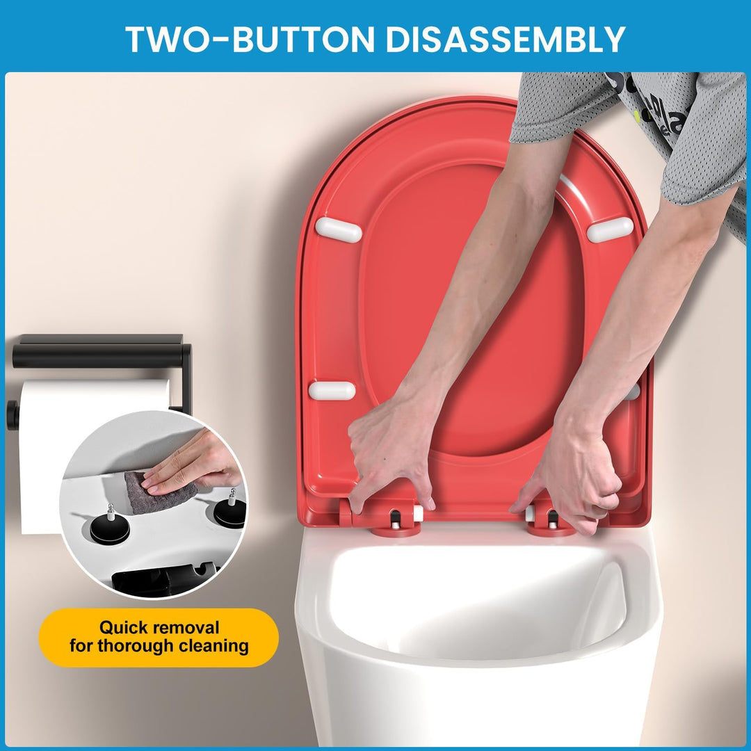YEAUPE PRO Toilettendeckel mit Absenkautomatik D Form, WC-Sitz einfache Montage, Klodeckel abnehmbar
