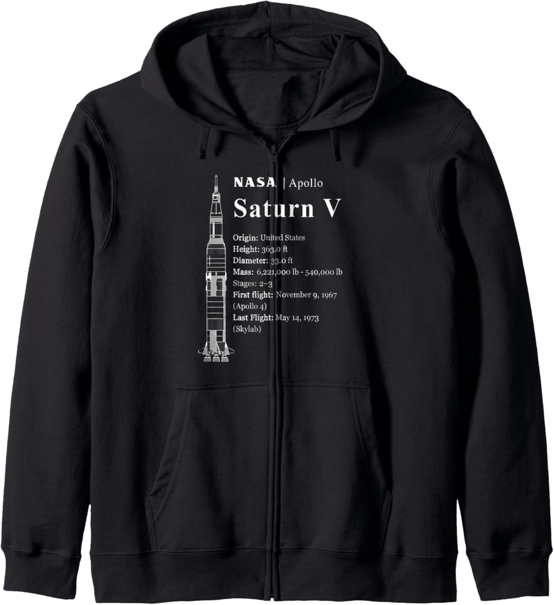 Saturn V Blueprint Style - NASA History - Apollo Program Kapuzenjacke