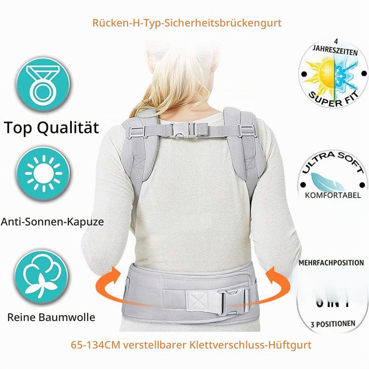 Viedouce Babytrage Ergonomische/Reine Baumwolle Leicht und atmungsaktiv/Multiposition:Dorsal und Ven