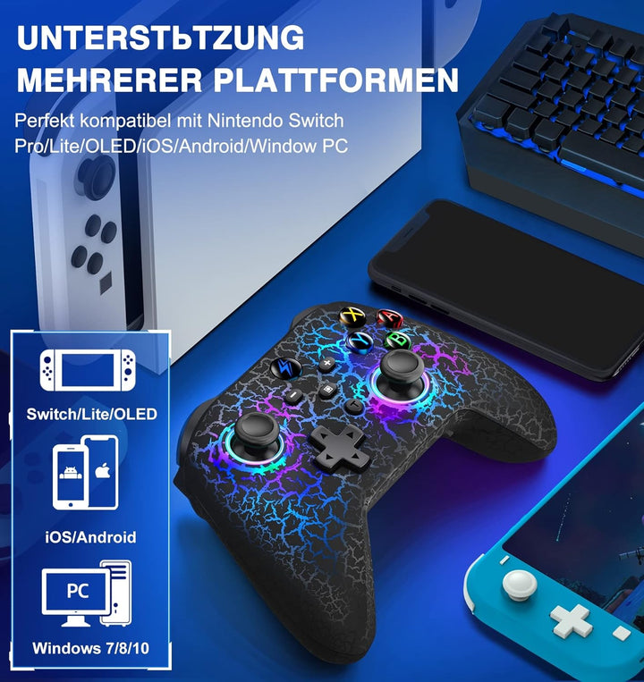 Switch Controller für Nintendo, Switch Controller mit 2 Back Button Macro Programmierbar/Rissiges De