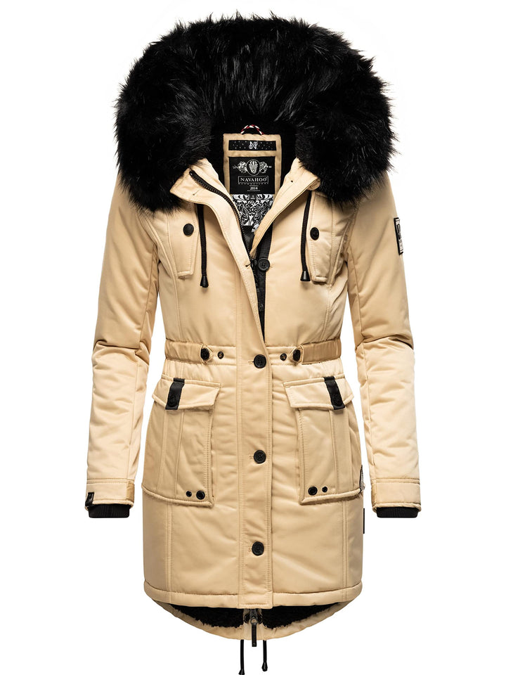 Navahoo Damen Warmer Winterparka mit Kapuze Luluna Prc XS-XXL XS Beige, XS Beige