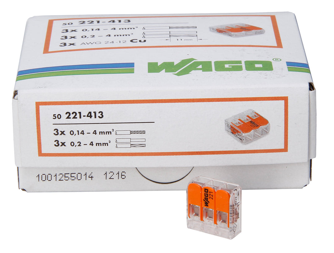 Kopp 33346427 Wago Steckklemme 3-fach mit Hebel für Flexible Drähte Wiederöffenbar 1, 5 - 2, 5 mm² I