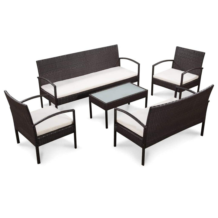 Goliraya 5-TLG. Garten-Lounge-Set mit Auflagen Sitzgruppe Gartengarnitur Gartenmöbel Outdoor Rattan