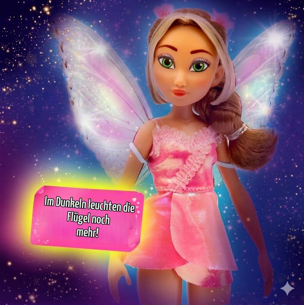 Winx Fairy Light Up Wings Doll – Flora with Sparkling Outfit &amp; Glowing Wings – 27cm Fashion Doll wit