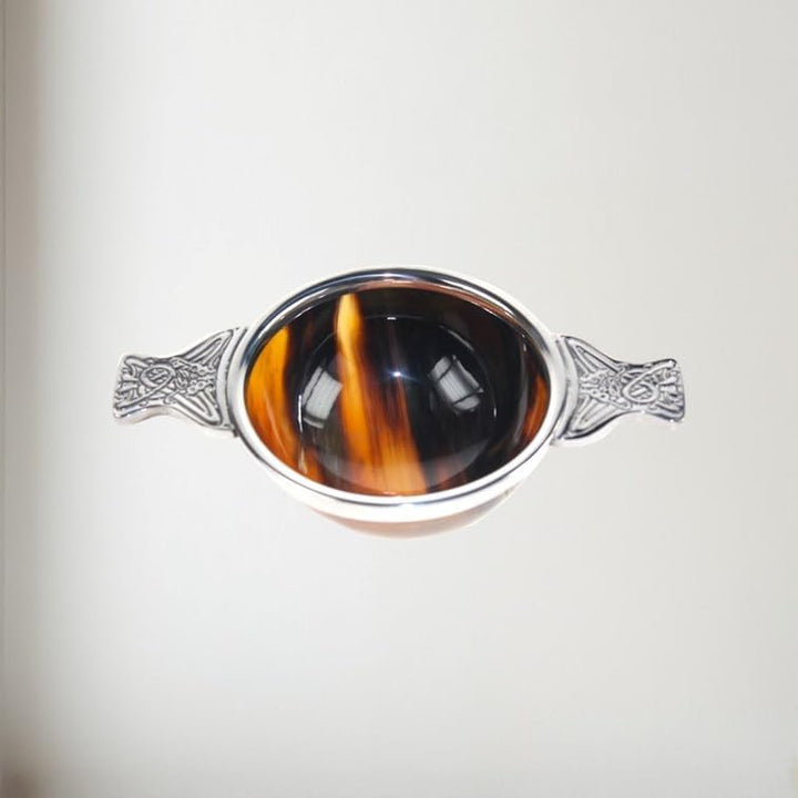 Wentworth Pewter - Mittelgrosses Horn und Zinn Quaich Whisky Probierschale Loving Cup Burns Night