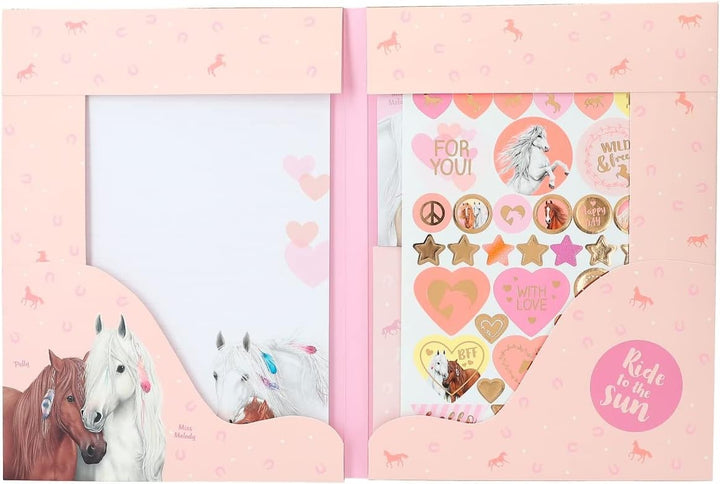 Depesche 12380 Miss Melody Sundown - Briefpapier Set in einer Mappe, mit Pferde-Motiven und Mustern,