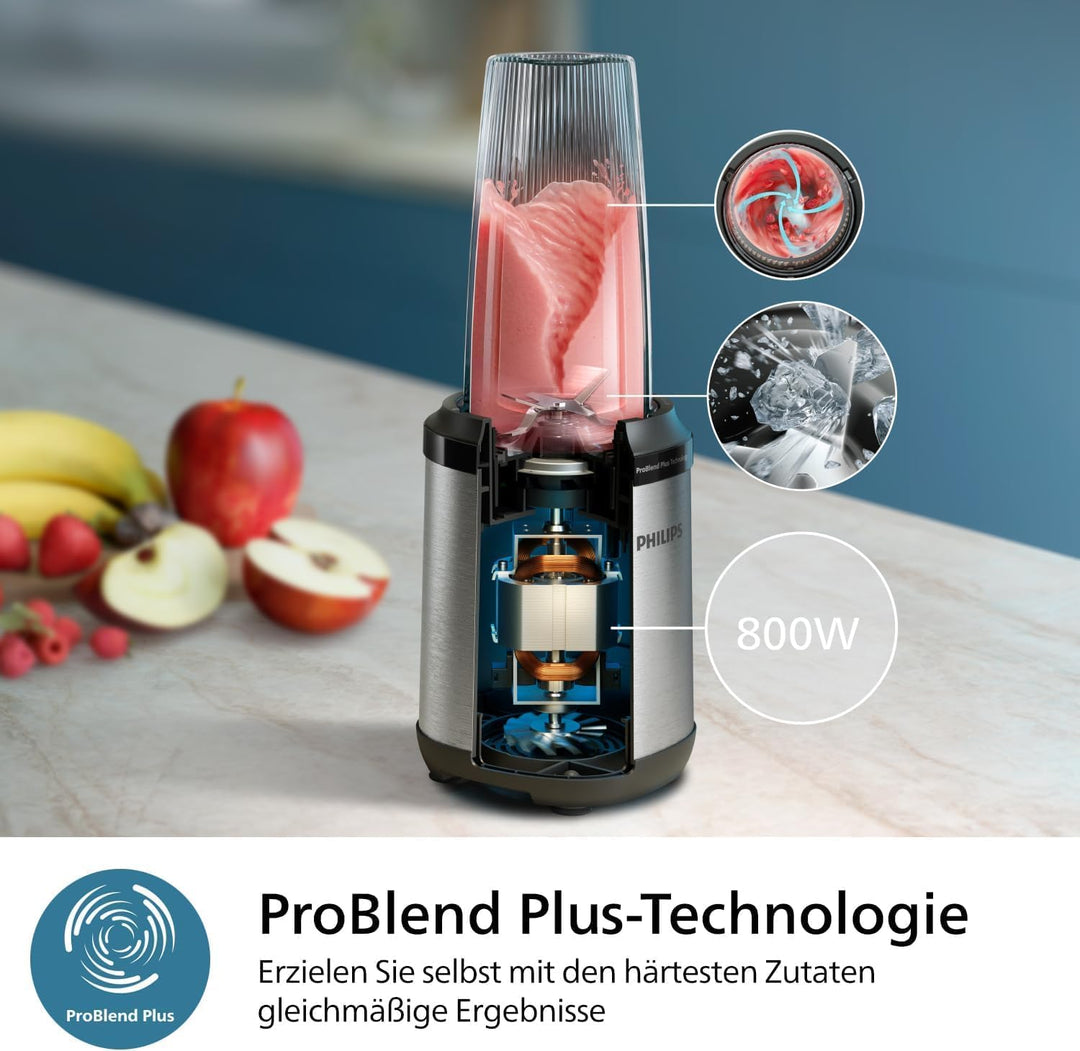 Philips 5000 Series Standmixer - Mini Smoothie Maker, Abnehmbare Klingen, 700ml Becher, ProBlend Plu