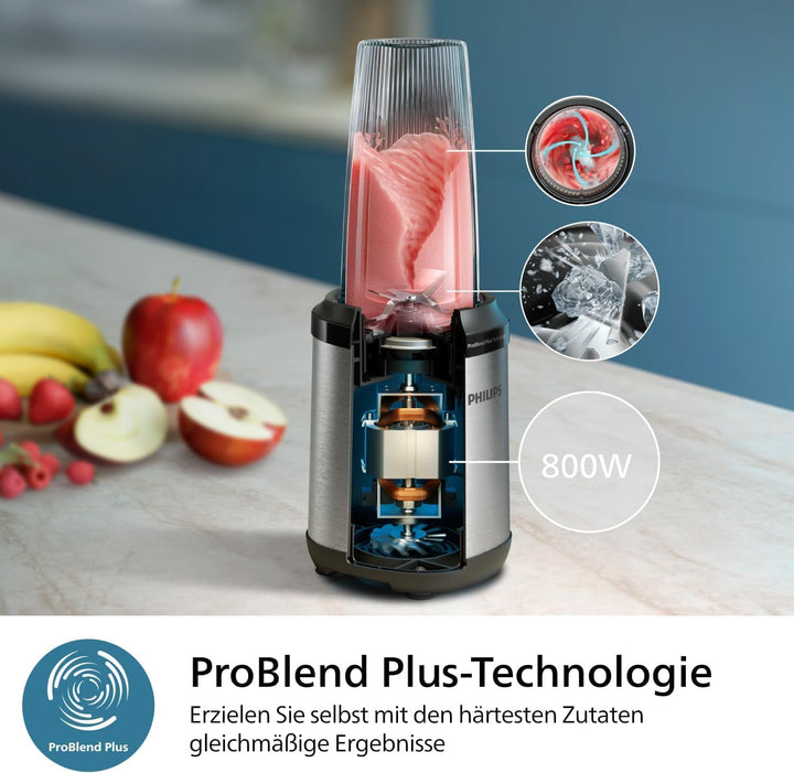 Philips 5000 Series Standmixer - Mini Smoothie Maker, Abnehmbare Klingen, 700ml Becher, ProBlend Plu