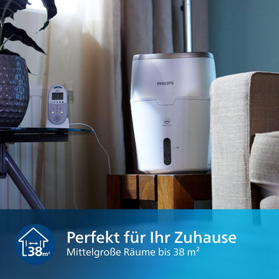 Philips Series 2000 Luftbefeuchter – für Räume bis 38 m², NanoCloud-Technologie, 2 Geschwindigkeitss
