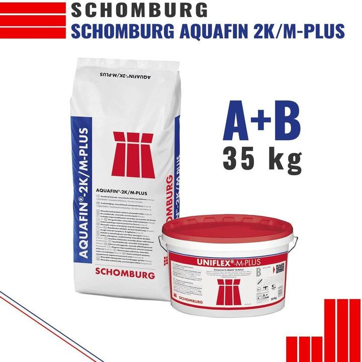 SCHOMBURG Aquafin 2K/M-PLUS Flexible Dichtungsschlämme Abdichtung 35 KG Grau A+B