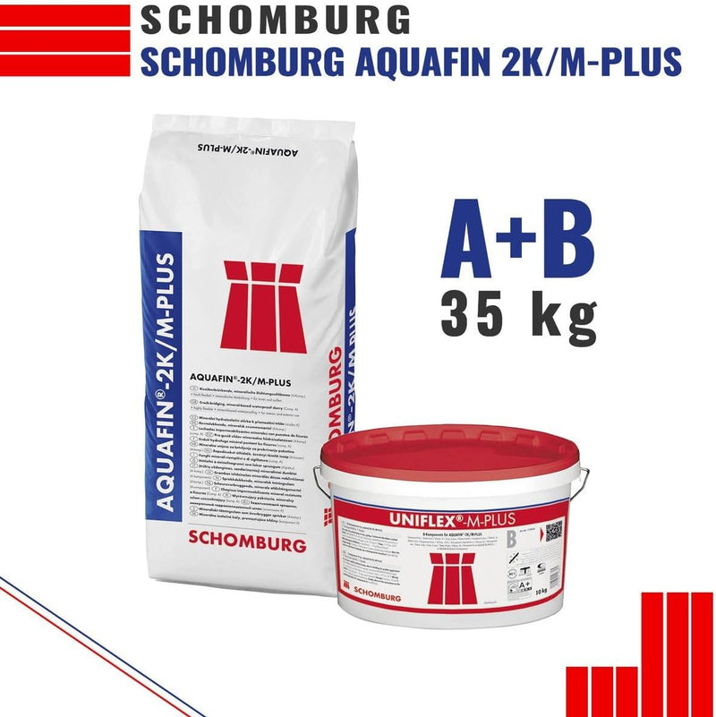 SCHOMBURG Aquafin 2K/M-PLUS Flexible Dichtungsschlämme Abdichtung 35 KG Grau A+B