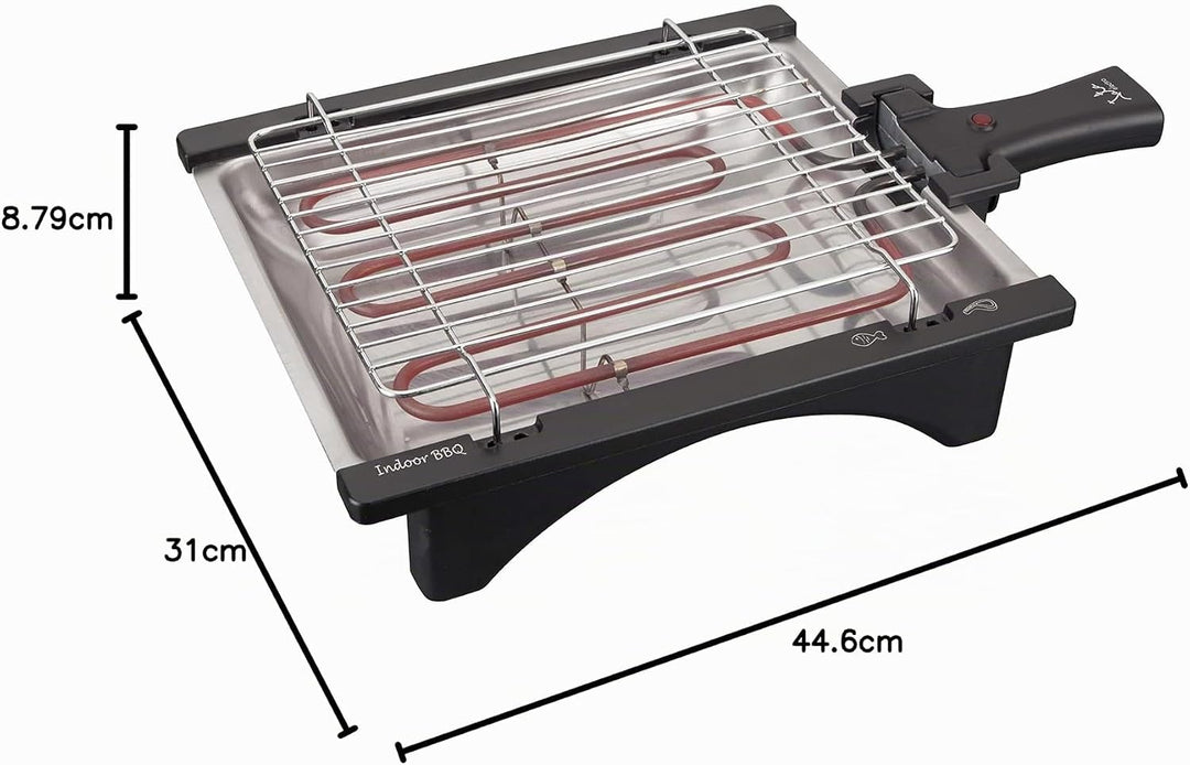 Jata BQ95 Electro Grill Perfekt Für Zwei Personen Rauchfrei Abnehmbarer Grill mit 2 Höhen Edelstahlt