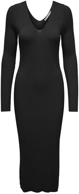 VERO MODA Damen Onljulie Life Ls V-neck Maxi Dress Knt S Schwarz, S Schwarz