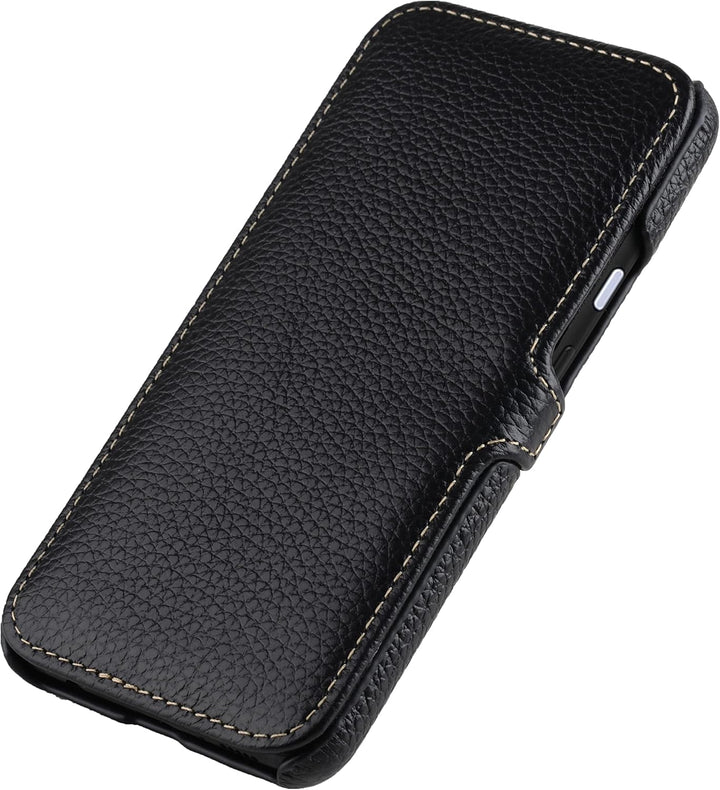 STILGUT Book Case kompatibel mit Google Pixel 4a 4G Hülle aus Leder mit Clip-Verschluss, Lederhülle,
