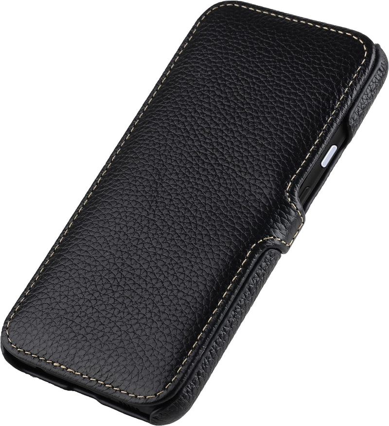 STILGUT Book Case kompatibel mit Google Pixel 4a 4G Hülle aus Leder mit Clip-Verschluss, Lederhülle,