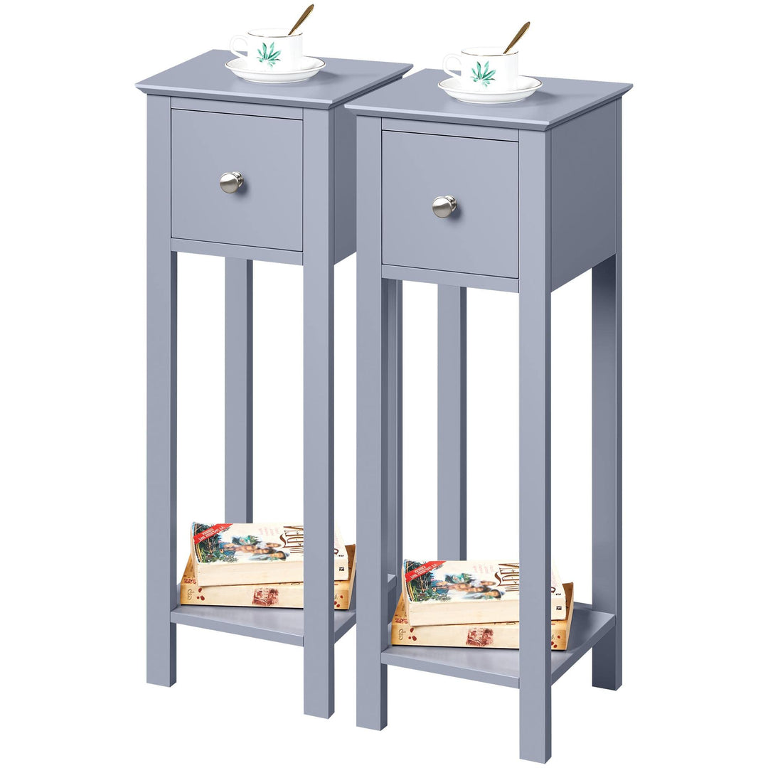 Yaheetech 2 STK. Telefontisch Grau HBT: ca. 70 x 25 x 25 cm Beistelltisch mit Schublade Konsolentisc
