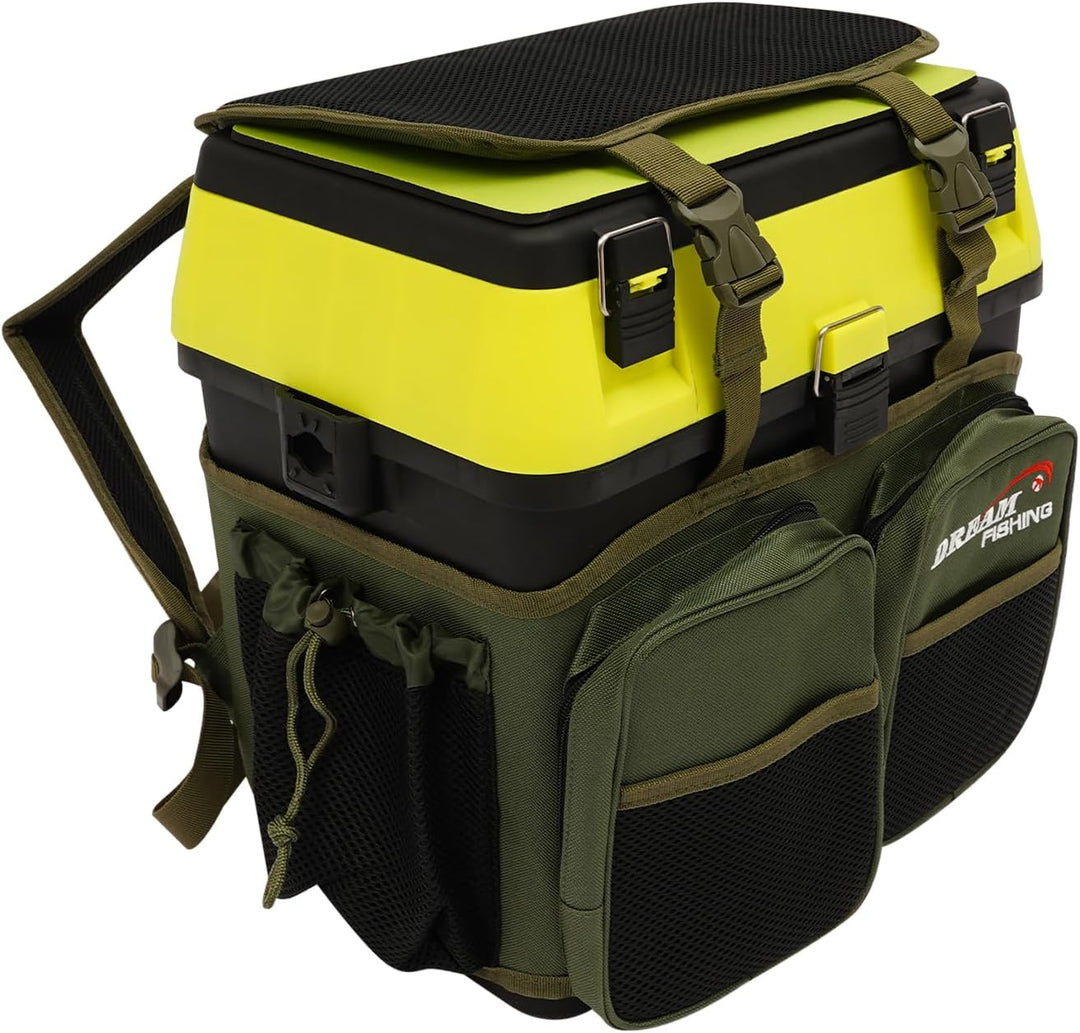 37.5x33.5x20.5cm Angelrucksack Angeltasche Angelbox Angelkoffer (Schwarz) | Wasserabweisend Aufbewah