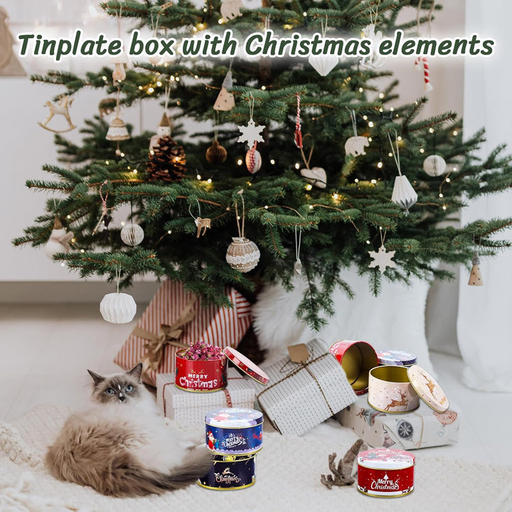 8Pcs Weihnachten Blechdose mit Deckel, Mini Weihnachtskeksdosen, Weihnachten Mini Aufbewahrungsdosen