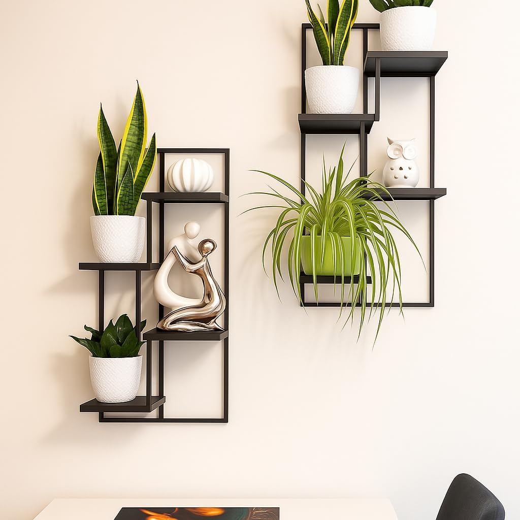 Pflanzregal Wand - Blumenhalter Hängend - aus Metall, Moderne Wand Deko für Wohnzimmer, Jugendzimmer