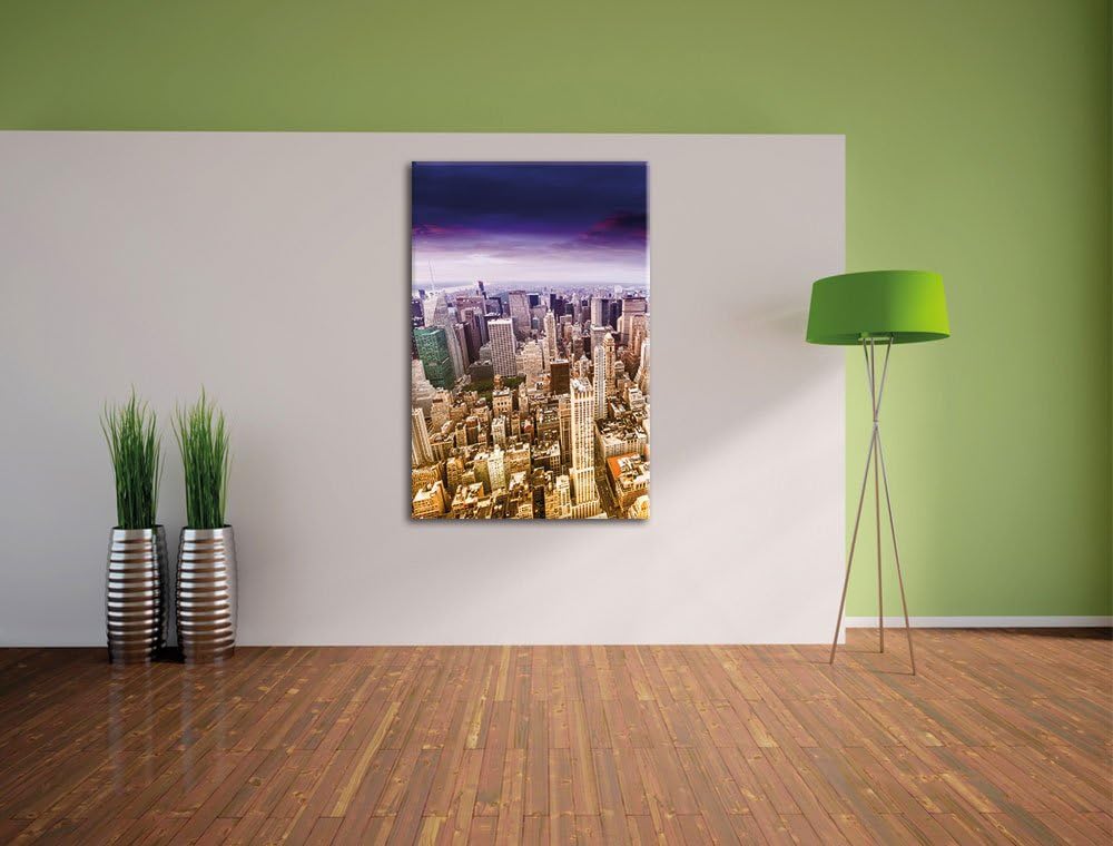 Pixxprint Skyline New York - Blick vom Dach des Empire State Building, Format: 100x70 auf Leinwand,