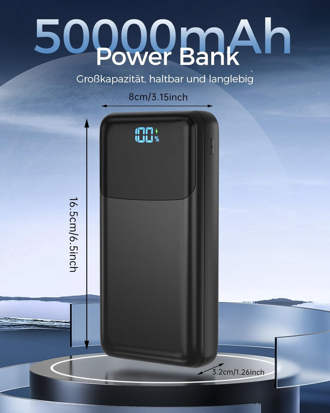 Powerbank 50000mAh, PD 30W&amp;QC 4.0 Power Bank Schnellladung mit 4 Ausgängen &amp; 2 Eingängen, Grosse Kap