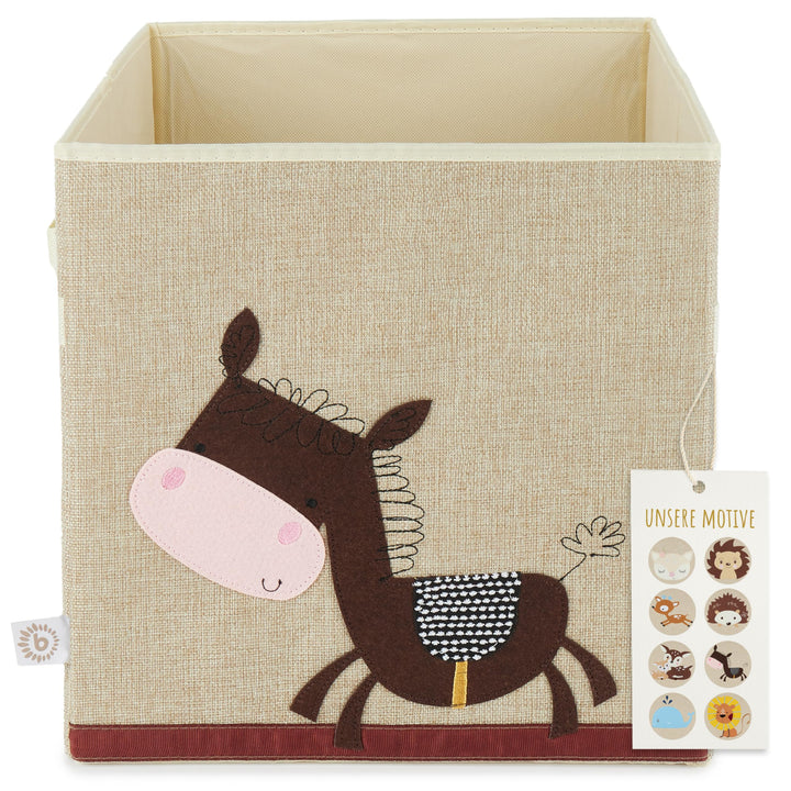 Bieco Aufbewahrungsbox Kinder - Süsse Esel Spielzeugkiste faltbar - 33x33x33 cm - ideal für Kallax R