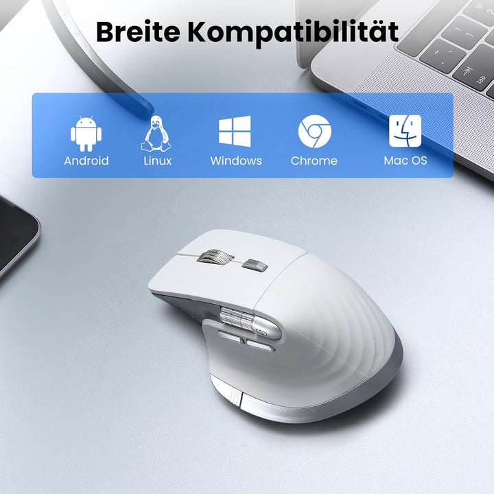 CITLLA Kabellose Bluetooth Maus,Wiederaufladbare,Geräuscharme Maus mit Multi-Device-Funktion,Einstel