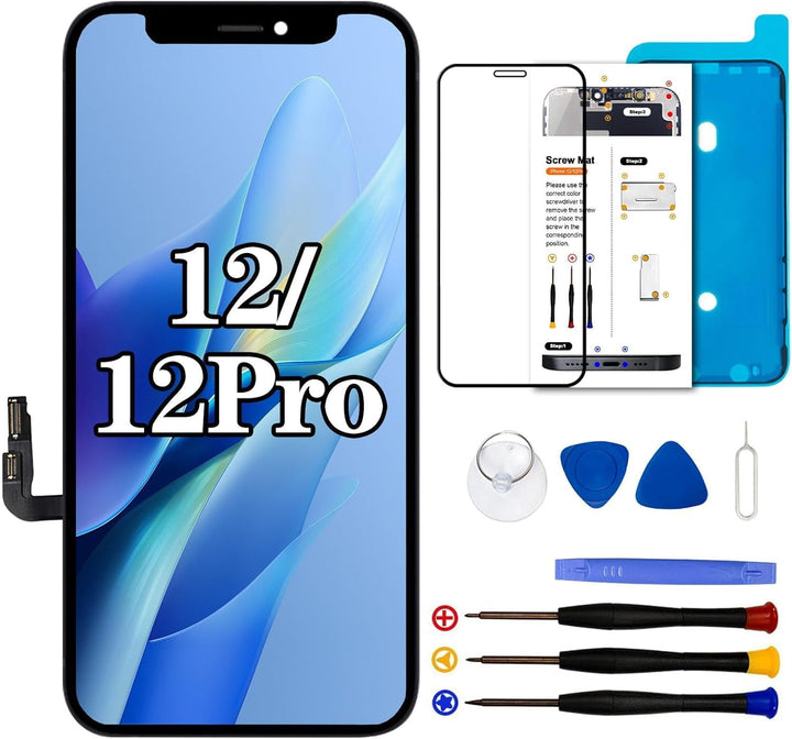 Dinow Display für iPhone 12 12 Pro, 6.1" Bildschirm für iPhone 12 für iPhone 12 Pro Full HD 3D Touch