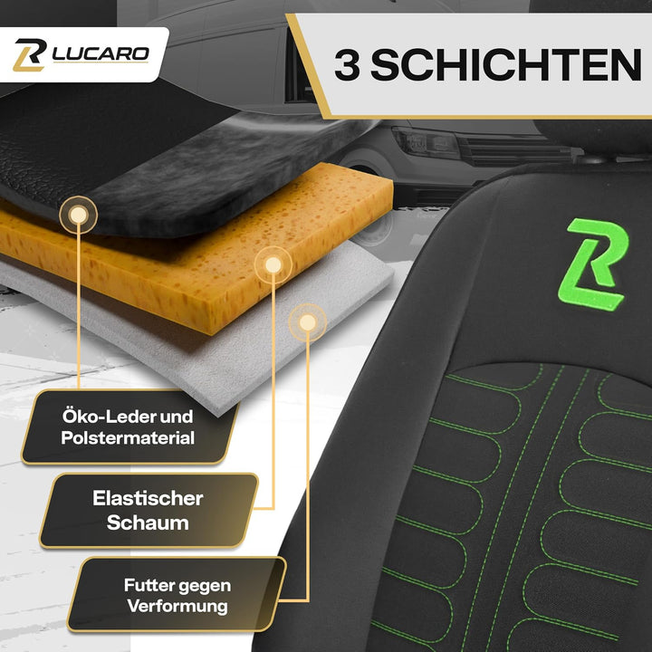 LUCARO Sitzbezüge Auto Renault Master 3, Opel Movano B, Nissan NV400 - Geteilte Rückenlehne und Sitz