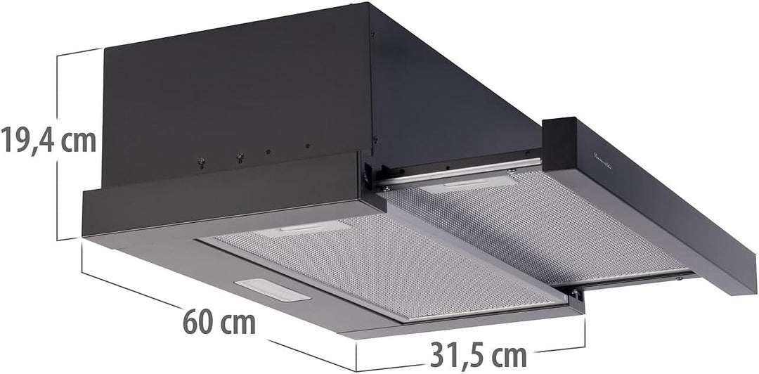 Rosenstein & Söhne Mini-Dunstabzugshaube: Flachschirm-Dunstabzugshaube, Umluft, 350m³/Std. Saugleist