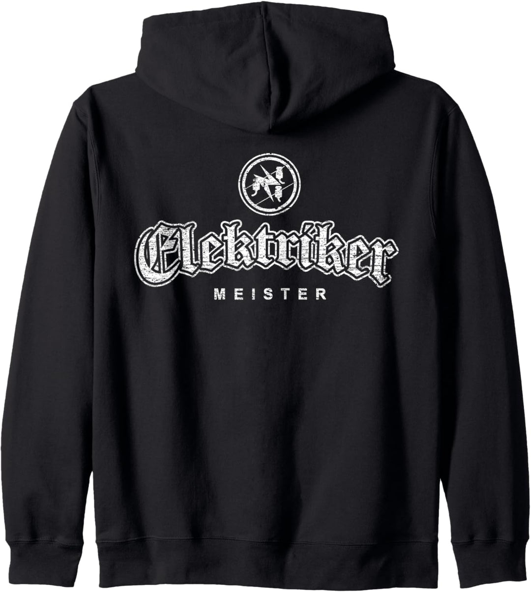 Zunftzeichen Elektriker Meister in alt-gotischer Schrift Kapuzenjacke