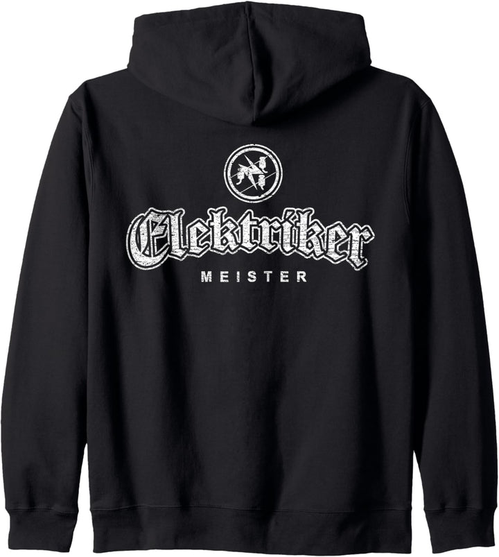 Zunftzeichen Elektriker Meister in alt-gotischer Schrift Kapuzenjacke