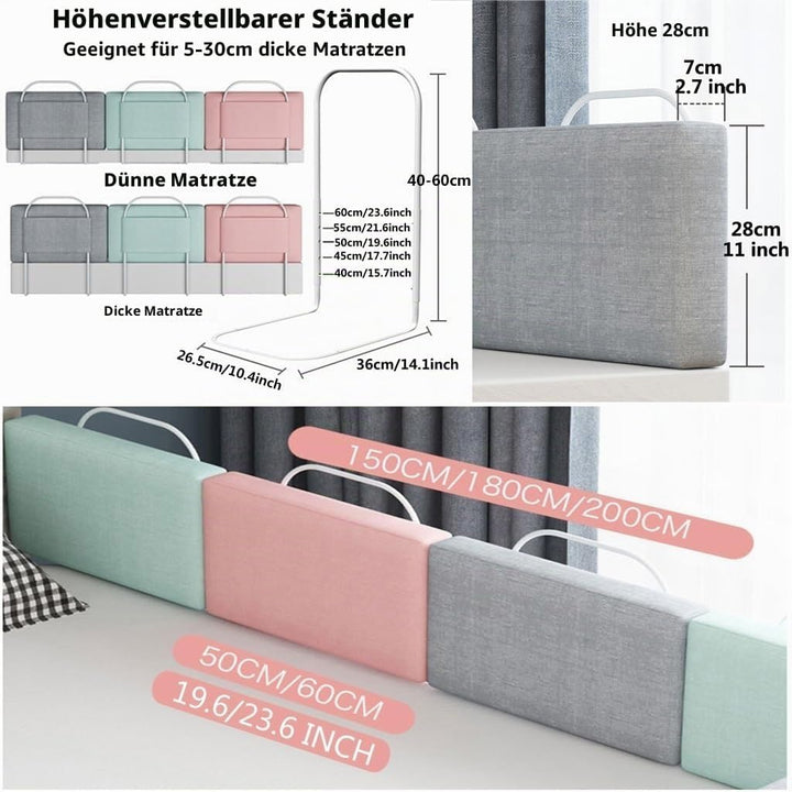 Bettgitter für Kinder, 50cm Rosa Rausfallschutz Bett, 5-Stufen Höhenverstellbar, für Kinderbetten, E
