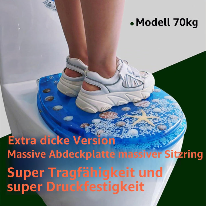 Gresonic WC-Sitz aus transparentem Kunstharz,hygienisch und bequem, verstellbare Metallscharniere,Ec