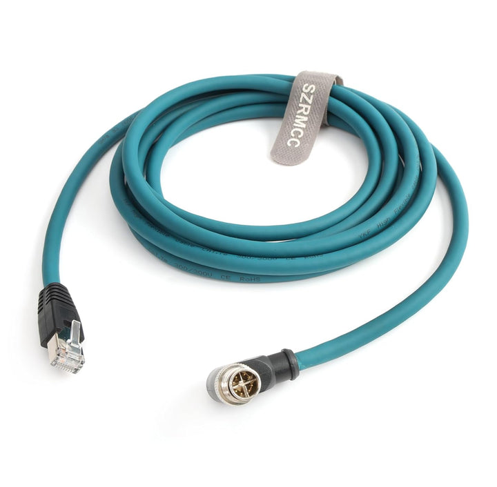 SZRMCC M12 8 Pin X-Coded Rechtwinklig Stecker auf RJ45 Ethernet Kabel Cat7e Gigabit Geschirmtes Wass