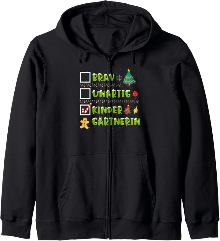 Lustiges Brav, Unartig, Kindergärtnerin Weihnachten Geschenk Kapuzenjacke