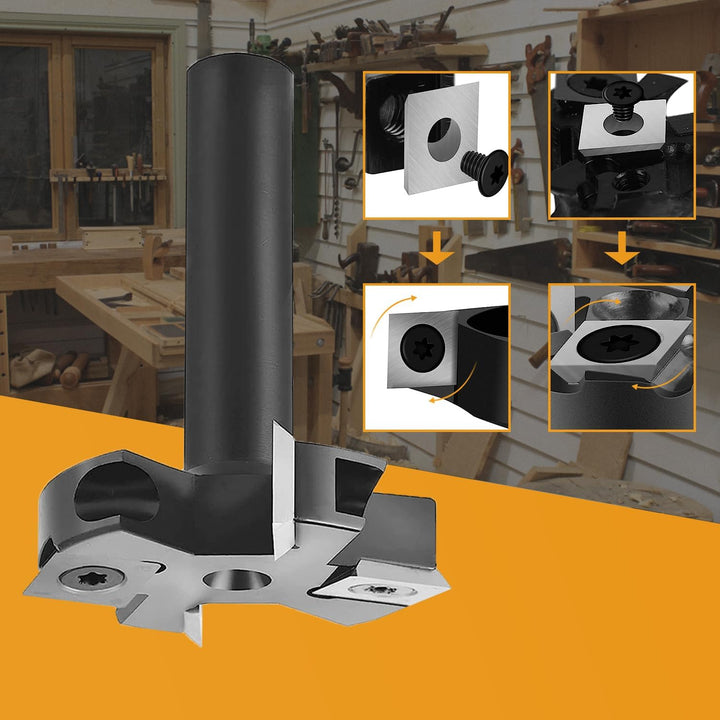 SpeTool 2+2 Flöten Planfräser holz für Oberfräse 45 mm Schnittdurchmesser, 12 mm Schaft Hobelfräser