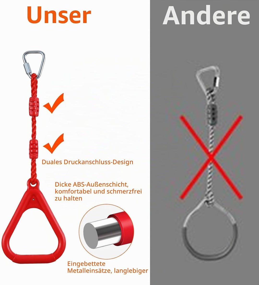 PELLOR 4 Stück Kinder Klettern Ringe, Multifunktions turnringe Kinder für Outdoor Indoor, Trapeze Ri