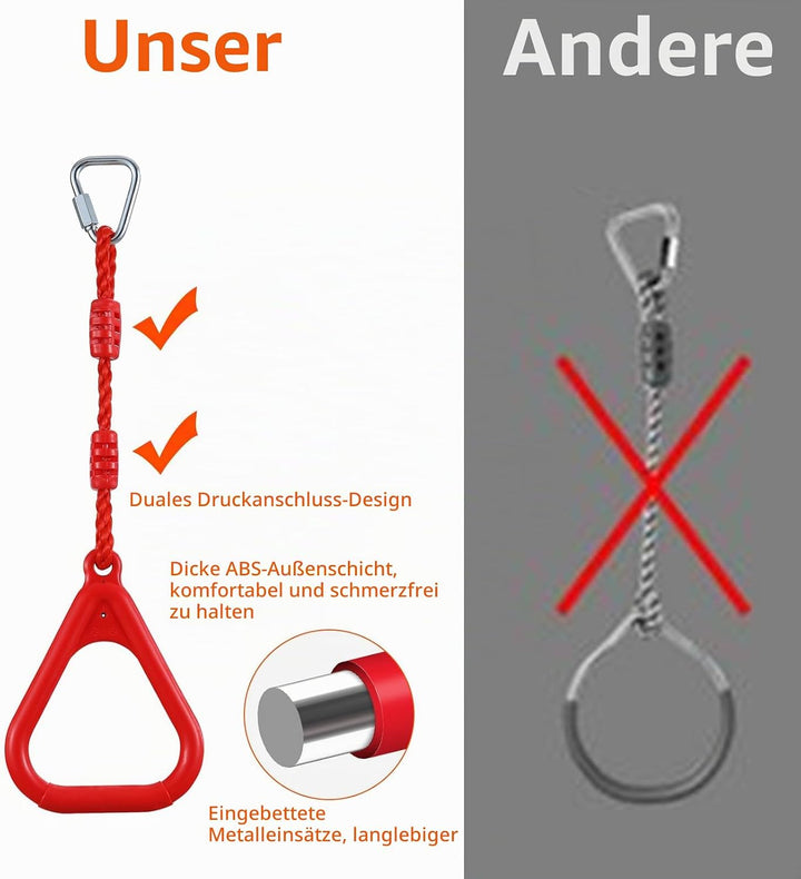 PELLOR 4 Stück Kinder Klettern Ringe, Multifunktions turnringe Kinder für Outdoor Indoor, Trapeze Ri