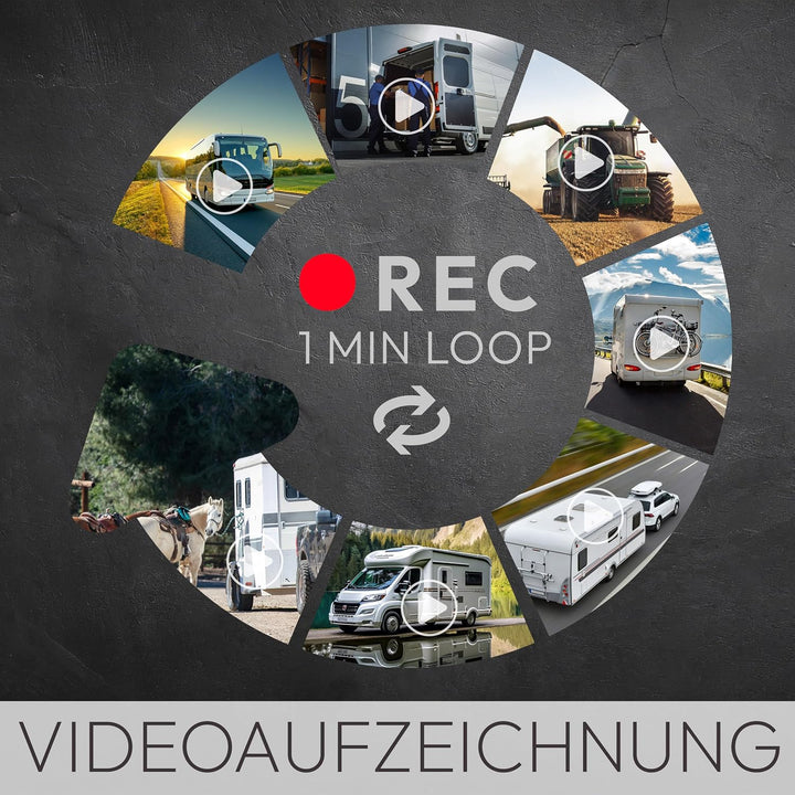 VSG24 Element Wired HD – Wetterfestes 7 Zoll HD Funk-Rückfahrkamera Set – 2 IP68 Kameras – Splitscre