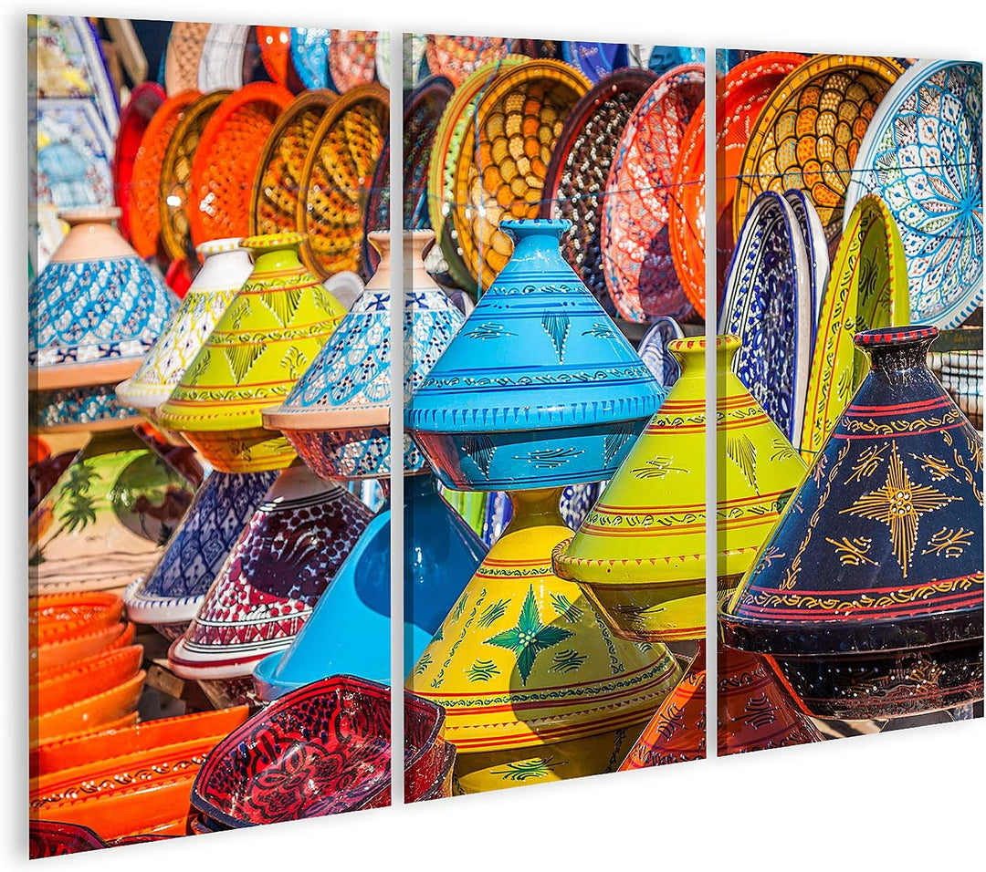 islandburner Bild auf Leinwand Tajines Auf Dem Markt In Marrakesch Marokko Bilder Wandbilder Poster